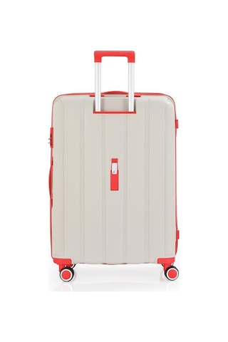 Mçs Bavul Büyük Ve Orta 2li Set Kırılmaz Silikon Valiz V305 Kemik/mercan Bej