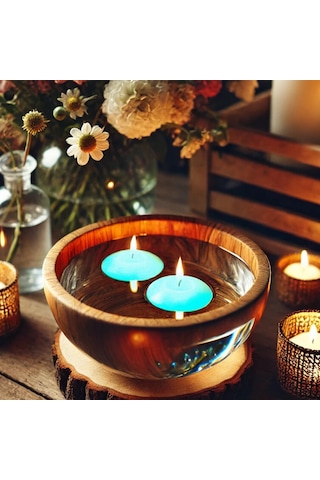 50'li Paket 3.5 Cm Turkuaz Yüzen Mumlar Turkuaz