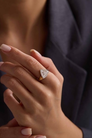 Cz Zirconia Baget Taşlı Üçgen Yüzük T13870 Renkli