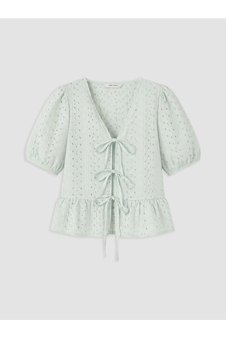 Lcw Vision Yeşil Brode Bağlamalı Peplum Bluz