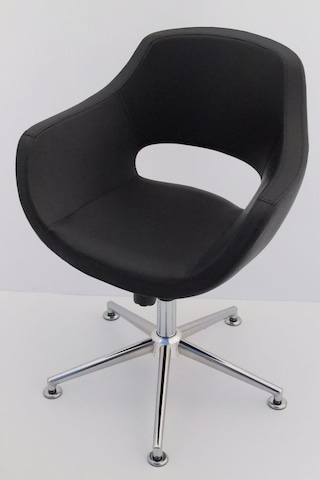 Ultra Siyah Deri Tekerleksiz Ofis Çalışma Koltuğu