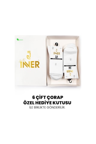 Just Inner Kadın 6 Lı Pamuklu Çorap Tenis Premium Ayak Sağlığı 24800 Beyaz