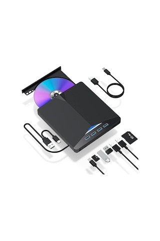 Valkyrie Harici Cd Dvd Rom Yazıcı Okuyucu Usb 3.0 Hub Çoğaltıcı Tf Sd Kart Okuyucu 7in1