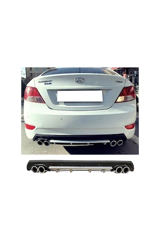 Hyundai Accent Blue Uyumlu Gri Difüzör Çiftli Yuvarlak Egzoz Görünümlü D Tip Difizör