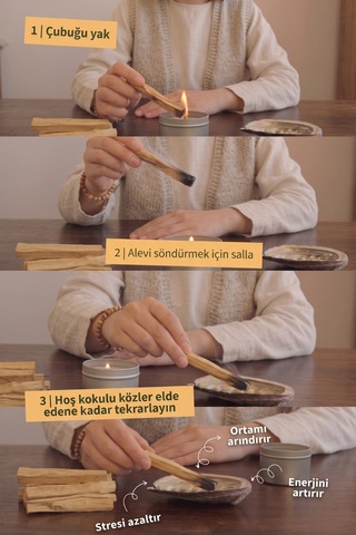 Palo Santo Tütsü - %100 Doğal Arındırıcı Ağaç Tütsü Çubuğu 3'lü