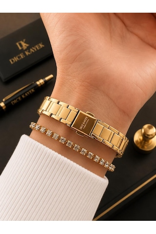 Dice Kayek Premium Vintage Kadın Kol Saati Gold Çelik Kordon 5 Atm Su Geçirmez Bileklik Hediyeli G20 Sarı
