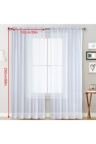 Qingmipy Yarı Şeffaf Voile Perdeler, Oturma Odası Ve Yatak Odası İçin, 39''x98'' Beyaz 2 Panelli Diğer
