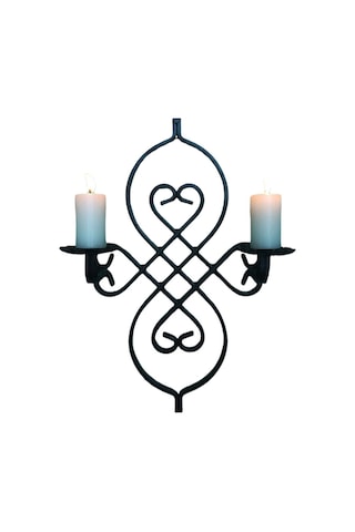 Aju Mumluk Ferforje Aplik Şamdan Dekoratif Duvar Monte Metal Ev Bahçe Balkon Dekorasyonu Paslanmaz Siyah Siyah