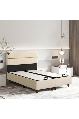 Çift Kişilik Stil Krem Baza Başlık Seti 2'si Bir Arada Konuma Özel Teslimat 160 x 200 CM