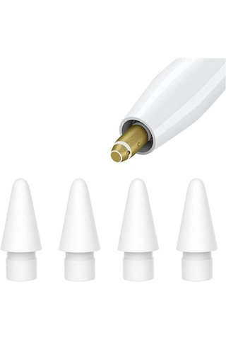 Microcase Apple Pencil 1-2 Nesil Pencil Usb-c Pro İle Uyumlu Yüksek Hassasiyetli Yedek Uç 4 Adet -al4762 Beyaz