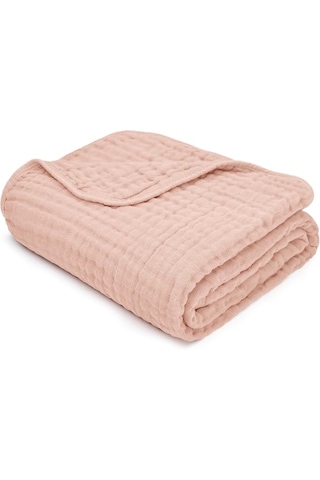 4 Katlı Çok Amaçlı Müslin Örtü & Battaniye %100 Pamuk, Oeko-teks Sertifikalı 80x80 Cm Pembe
