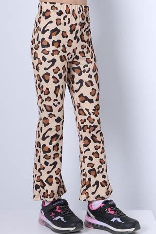 Kız Çocuk Tayt Leopar Ve Kalp Desenli İspanyol Paça C53 Sarı