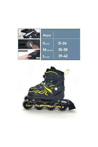 Vadi Sarı Silikon Tekerli Ayarlanabilir Işıklı Paten S 31-34 Hp7128 Sarı