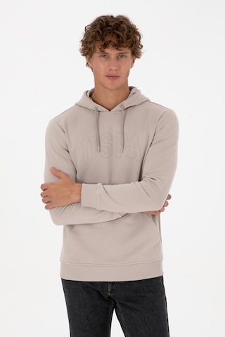 U.S. Polo Assn. Erkek Regular Fit Kapüşonlu Taş Basic Sweatshirt 50315663-VR049