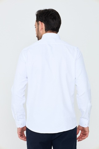 White Stone Beyaz Mikro Desenli Dynamic Fit Uzun Kollu Erkek Gömlek Beyaz-03