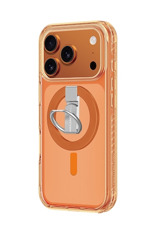 Apple Uyumlu iPhone 17 Pro Max Kılıf M-safe Yüzük Standlı Amazingthing Titan Pro Serisi Kapak Turuncu Turuncu