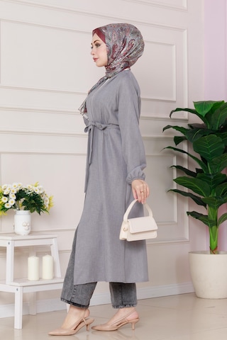 Sevitli Yandan Bağlamalı Mevsimlik Kap-gri-4828 Gri