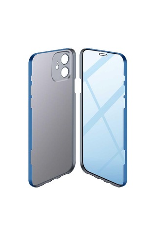 Apple Uyumlu iPhone 12 Kılıf 360 Tam Koruma Lüx Led Kapak Siyah