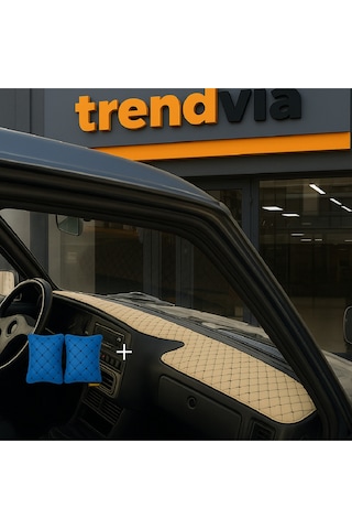 Tofaş Şahin Doğan Kartal Yüksek Ön Göğüs Bej-siyah Torpido Kılıfı / Mavi-siyah Boyun Yastığı