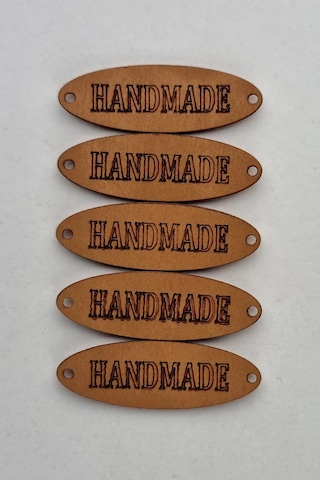 Dikilebilir Deri Oval Handmade Etiketi Taba 5 Adet