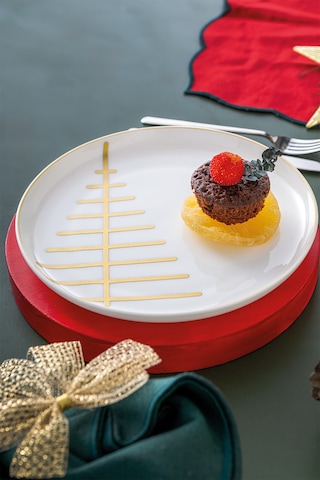 İstanbul Porselen Starlight Fine Bone New Year Yılbaşı Pasta Tabağı Gold 21 Cm Gold