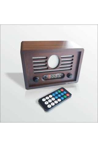 Retro Vintage Antika Görünümlü Ahşap Dekoratif Kahve Klasik Radyo