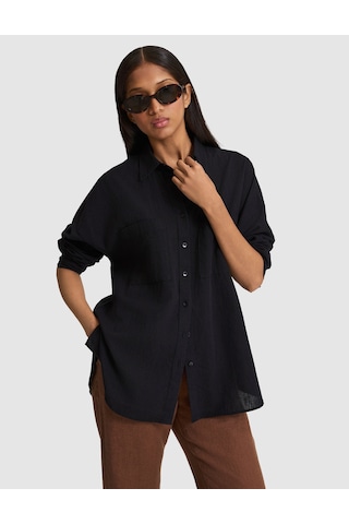 Pierre Cardin Kadın Siyah Gömlek Desenli 50328624-vr046