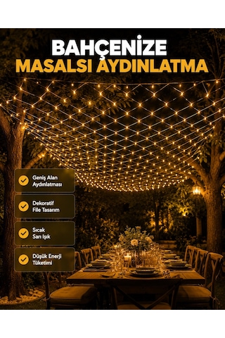 Led File Işık Dekoratif Ağ Led Aydınlatma İç Mekan Balkon Bahçe Süsü Yeni Nesil Çok Renkli