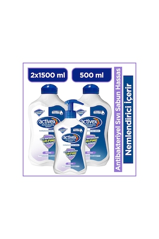 Activex Hassas Antibakteriyel Sıvı Sabun 2 x 1500 ML + 500 ML