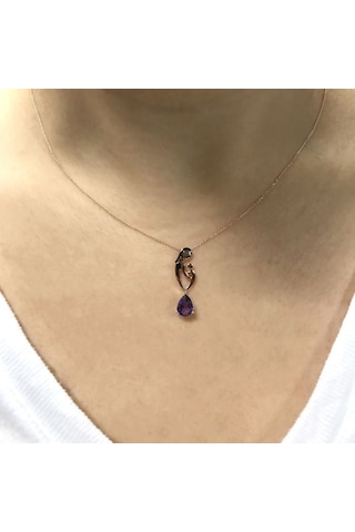 Ariş Ametist Altın Anne Çocuk Kolyesi