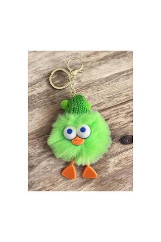 Peluş Ördek Anahtarlık Ve Çanta Aksesuarı - Yeşil Beyaz Beyaz