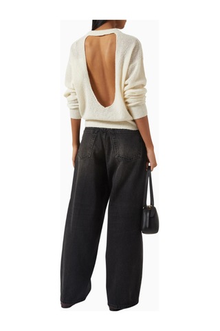 Haikure Blair Knit Sweater, Modern Açık Sırt Detaylı Kadın Triko Kazak Krem