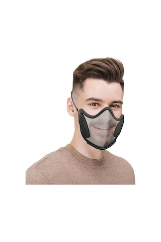 Qingmipy Yeniden Kullanılabilir Yıkayabilir Şeffaf Maske - Toz Ve Duman Koruma, Rahat Nefes Alma, Değiştirilebilir Filtre Siyah