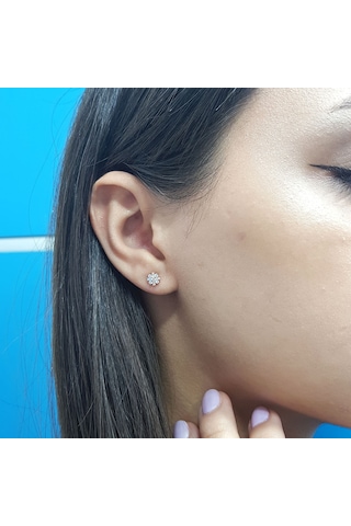 Lova Baget ve Yuvarlak Pırlanta Taşlı Larsa Küpe -  3040039