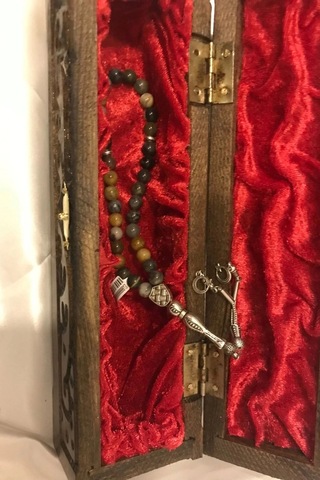 Jasper Tespih Doğal Taş Tesbih Gümüş İmameli Ahşap Kutulu Çok Renkli