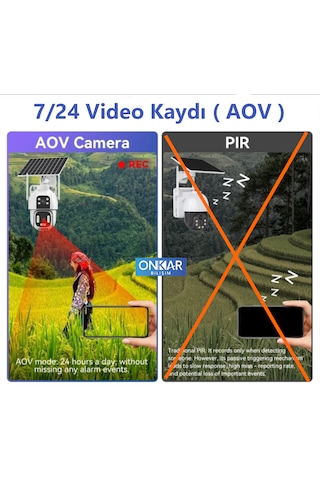 Onkar X15 4mp 2mp+2mp Esim Güneş Enerjili 7/24 Kayıtlı