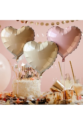 3 Adet 18 İnç 45 Cm Retro Kalp Folyo Balon Bej Krem Pembe Çok Renkli 3 Adet 18 İnç 45 Cm Retro Kalp Folyo Balon Bej Krem Pembe Çok Renkli