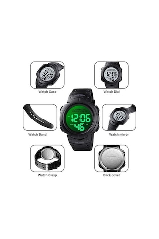 Yingfu Yeni Siyah Skmeı Spor Saatler Erkekler Dijital 100 M Su Geçirmez Çok Fonksiyonlu Kol Saatleri Adam 1560 Çok Renkli Çok Renkli