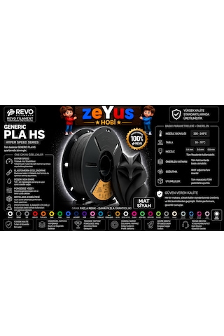 Generic Pla Hs Hyper Speed Filament Mat Siyah 1.75 Mm 1000 Gr