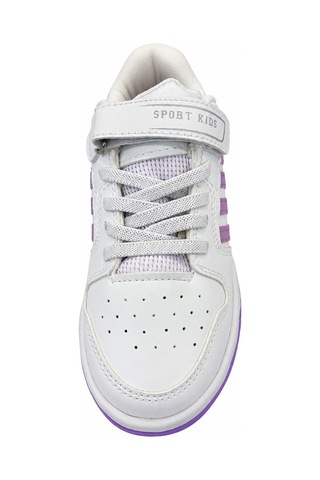Papucumun Dünyası Çocuk Bağcıklı Cırt Cırtlı Kolay Giyimli Günlük Spor Ayakkabı Sneaker Beyaz - Lila