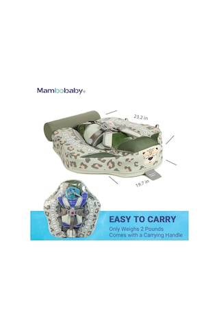 Mambobaby Yüzme Simidi - Green Leopard, Emniyetli, Gölgelikli Ve Ayak Destekli