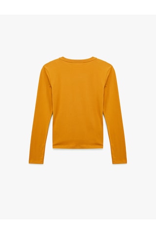 Koton Slim Fit Pamuklu Uzun Kollu Bisiklet Yaka Tişört Deve Tüyü 6sak50269ek Taba