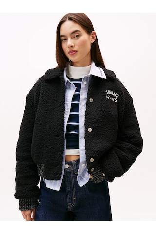 Tommy Hilfiger Tjw Teddy Kolej Stili Bomber Kadın Siyah Ceket Dw0dw21666bds Siyah