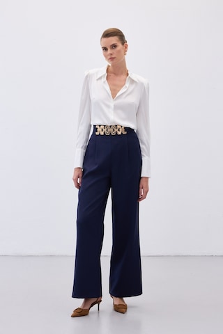 Sateen Kemerli Salaş Pantolon - Lacivert-136534 Lacivert