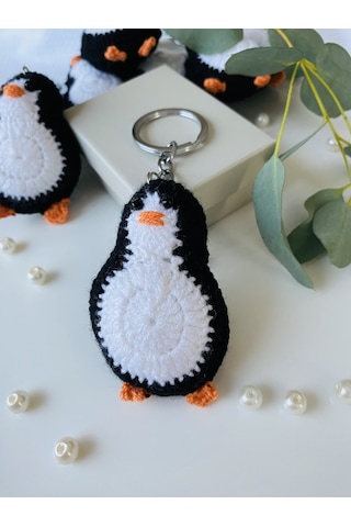 Fynbos Amigurumi Penguen Figürlü El Yapımı Anahtarlık