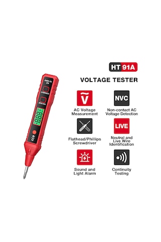 Springsun Habotest Ht91a Temassız Dijital Voltaj Dedektörü 12 400v Kırmızı Pil Yok