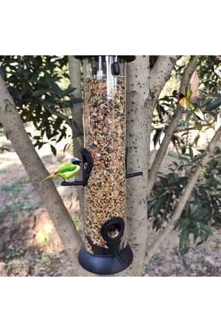 Geeroyoo Asılı Otomatik Kuş Besleyici: Pvc+metal+plastik, 4 Besleme Portu, Kolay Doldurma, Şeffaf Tohum Bölmesi, Dayanıklı Ve Güvenli