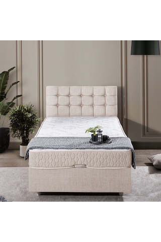 Venedik Tek Kişilik Baza Başlık Comfort Ortopedik Yatak Seti - Krem 90 x 190