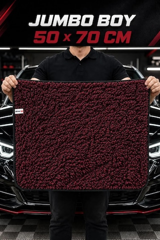 600 Gsm Mikrofiber Araç Kurulama Havlusu 50x70 Cm Ultra Emici İz Bırakmaz Bordo Siyah Kırçıllı