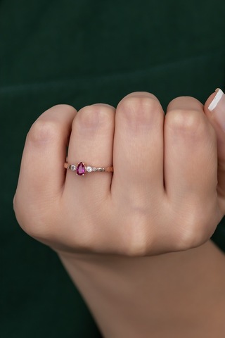 Gümüş Prenses Yüzük Rose Gold Kaplama 925 Ayar Gümüş Rose Gold (511779963)